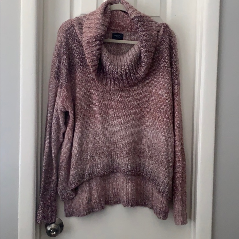 American Eagle pink ombré high low cowl sweater